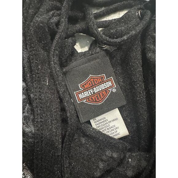 Harley Davidson Size S Short Sleeve Top Gray Stretch Rhinestone - Picture 4 of 7